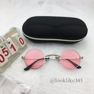 Round Fashion Retro Vintage Pink Sunglasses